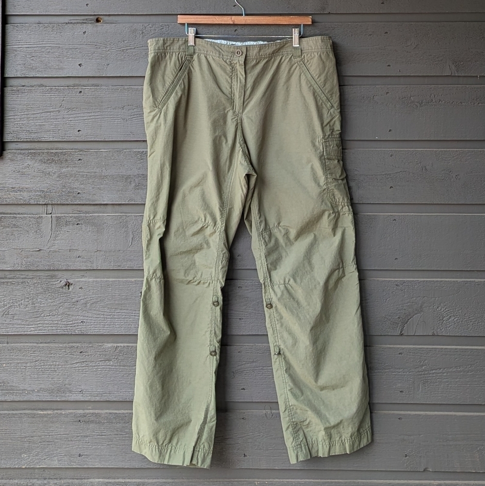 Lands' End Army Green Straight Leg Roll Up Hiking Pants Size 18W Breathable Mesh